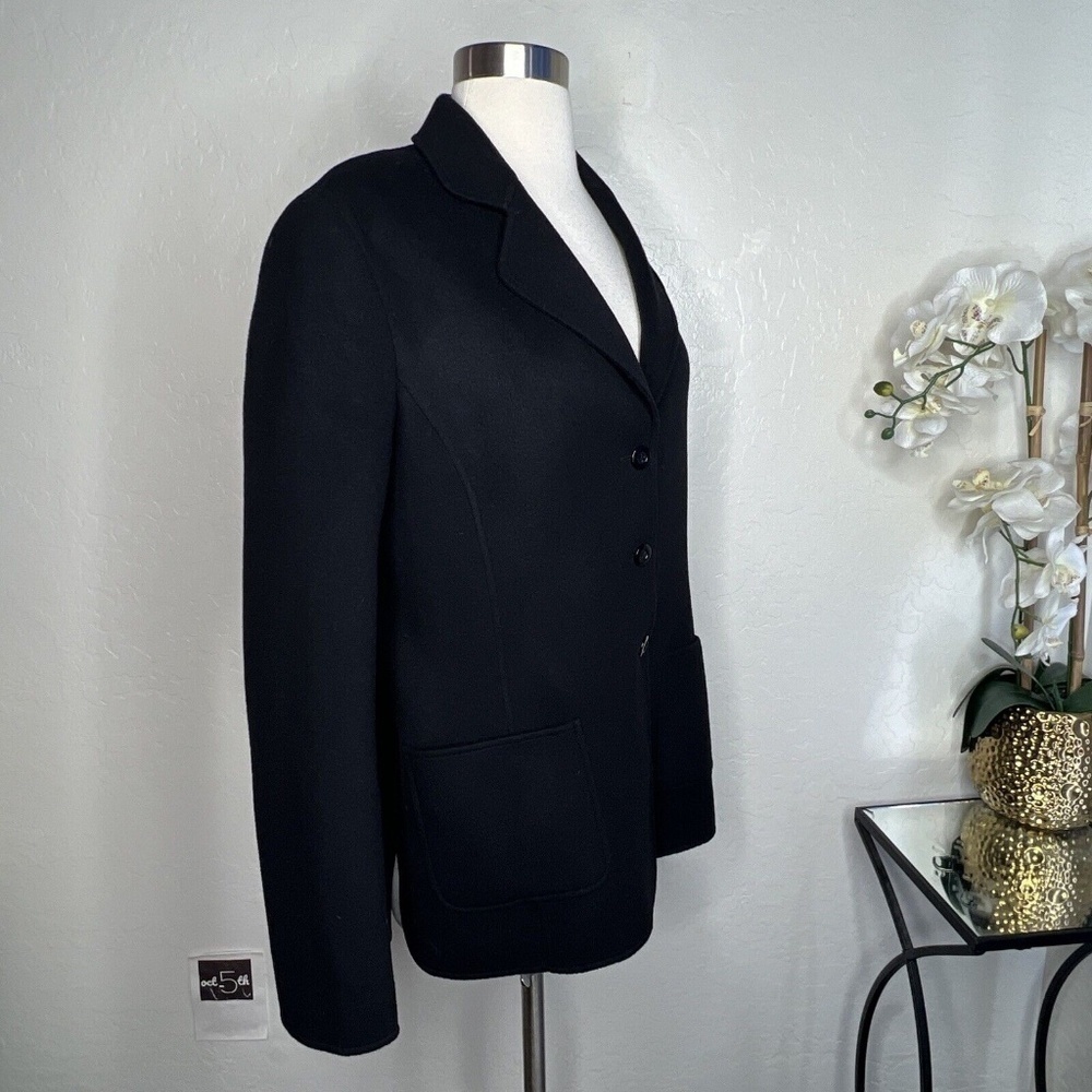 ELLEN TRACY 100% Wool Buttons Jacket Size 12 In Black - Picture 2 of 8